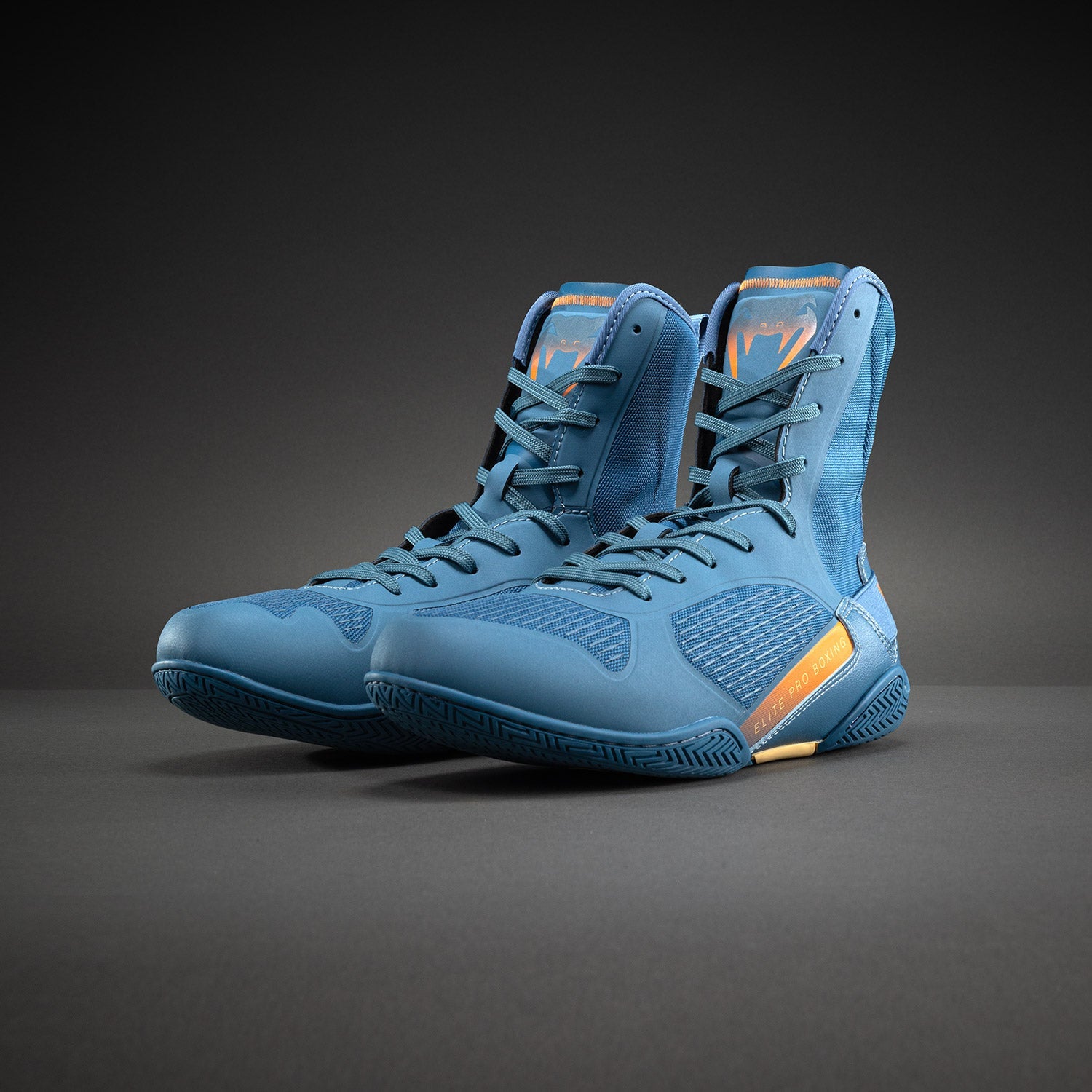 Venum Elite Neo Boxing Shoes - Steel Blue/Orange  product-type_Boxing shoes Venum
