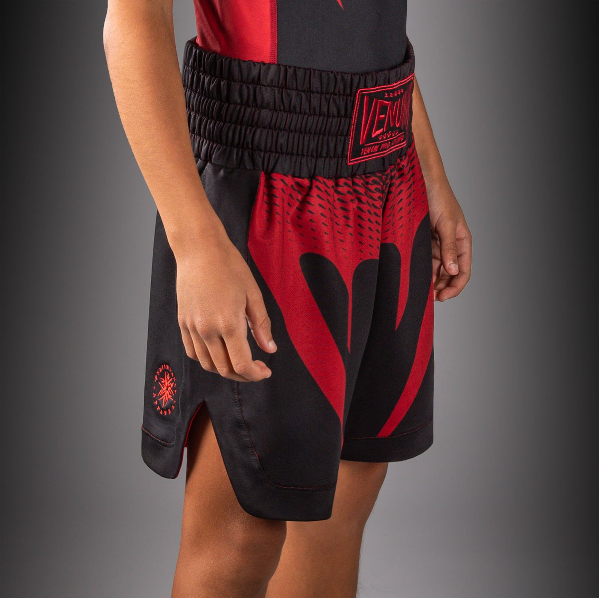Venum Attack Kids Boxing Shorts - Black/Red  product-type_Boxing shorts Venum