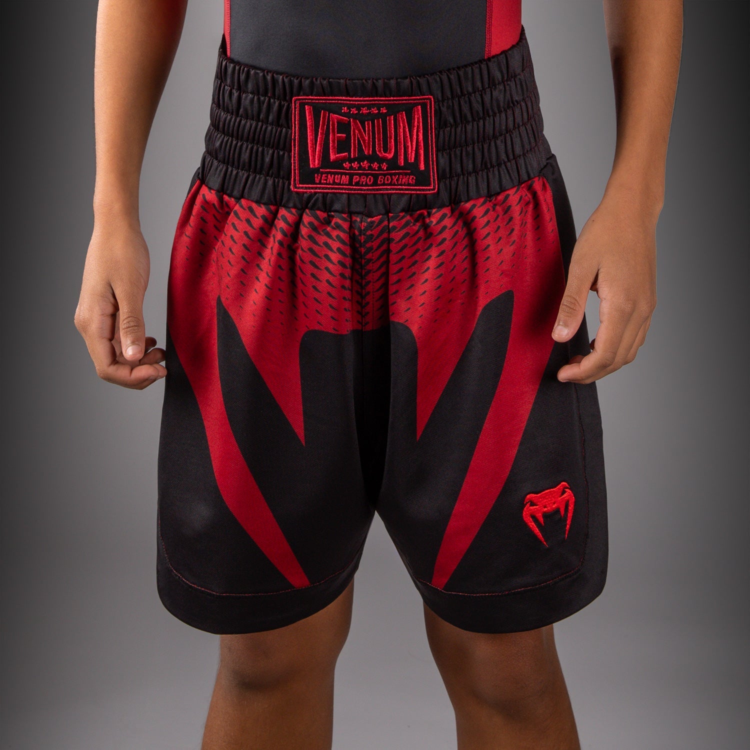 Venum Attack Kids Boxing Shorts - Black/Red  product-type_Boxing shorts Venum
