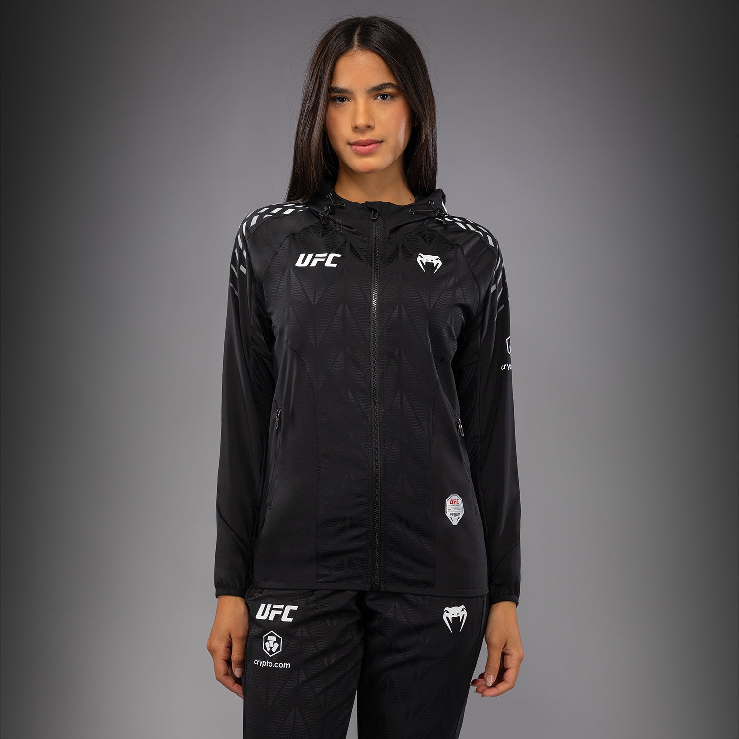 Women's UFC Zenith by Venum Black Authentic Fight Night Walkout Hoodie Personalized