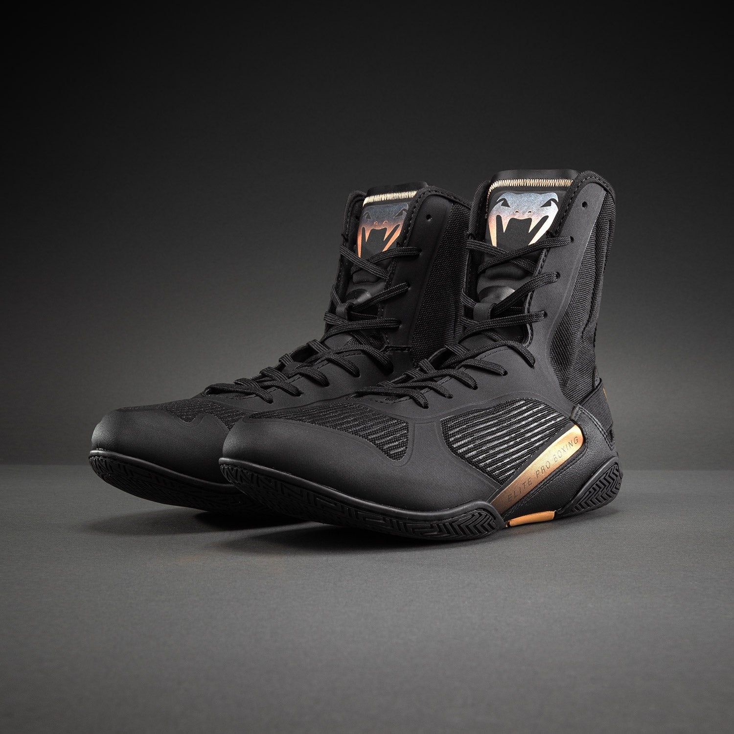 Venum Elite Neo Boxing Shoes - Black/Gold  product-type_Boxing shoes Venum