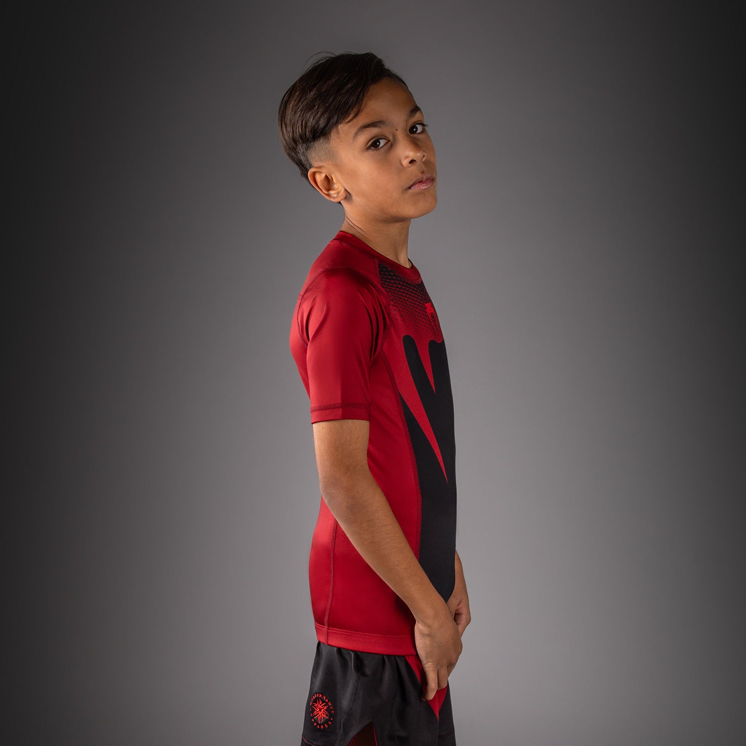 Venum Attack Kids Short Sleeve Rashguard - Black/Red  product-type_Compression T-Shirts Venum
