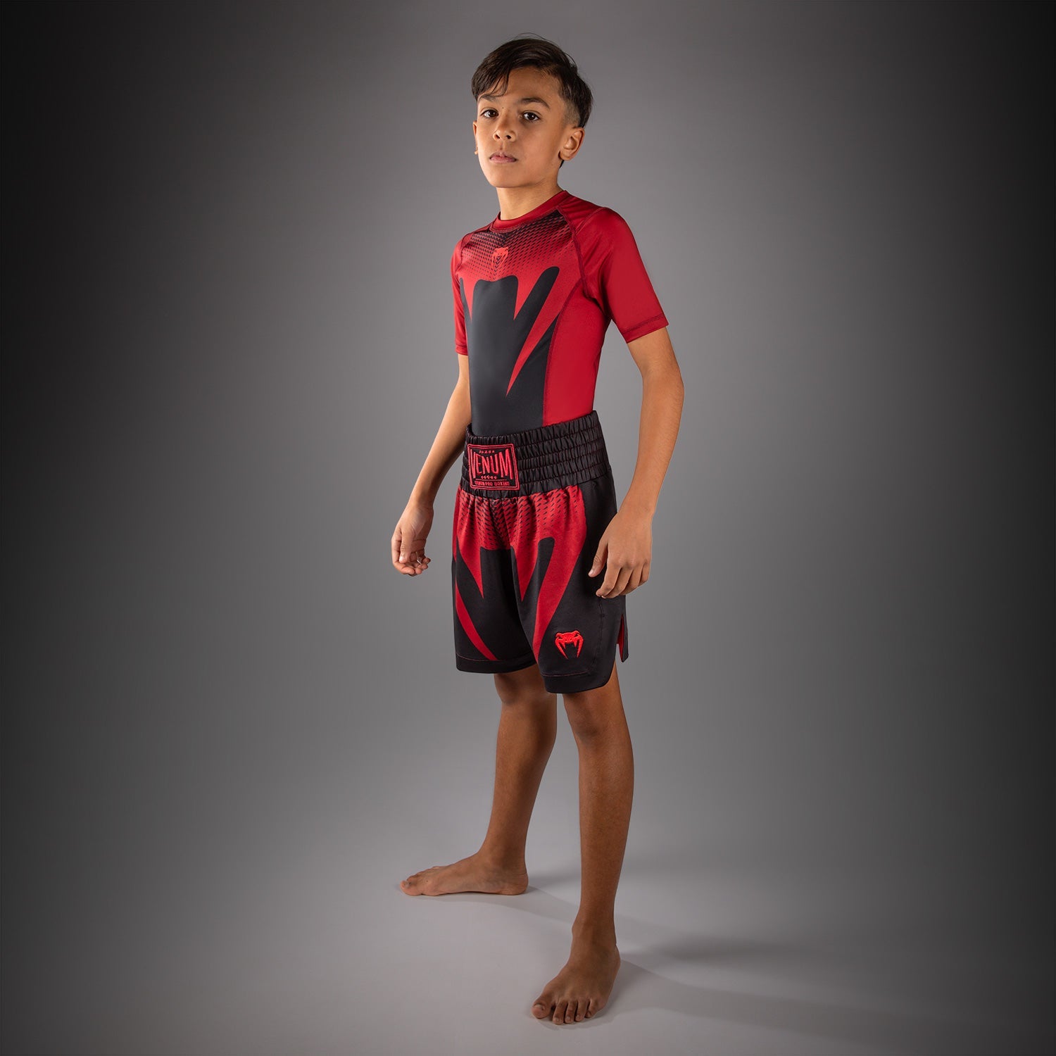 Venum Attack Kids Boxing Shorts - Black/Red  product-type_Boxing shorts Venum