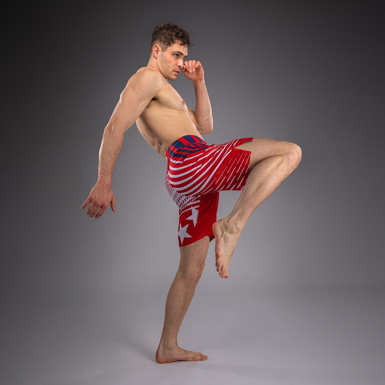 Men's UFC Freedom 250 by Venum Red Authentic Fight Night Long Fit Fight Short - Fighter