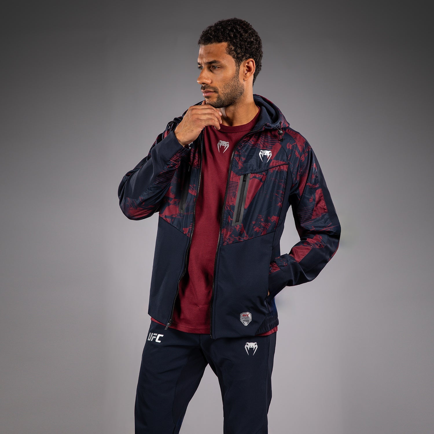 Men's UFC Zenith by Venum Burgundy Authentic Fight Week Zip Hoodie  product-type_Jackets Venum
