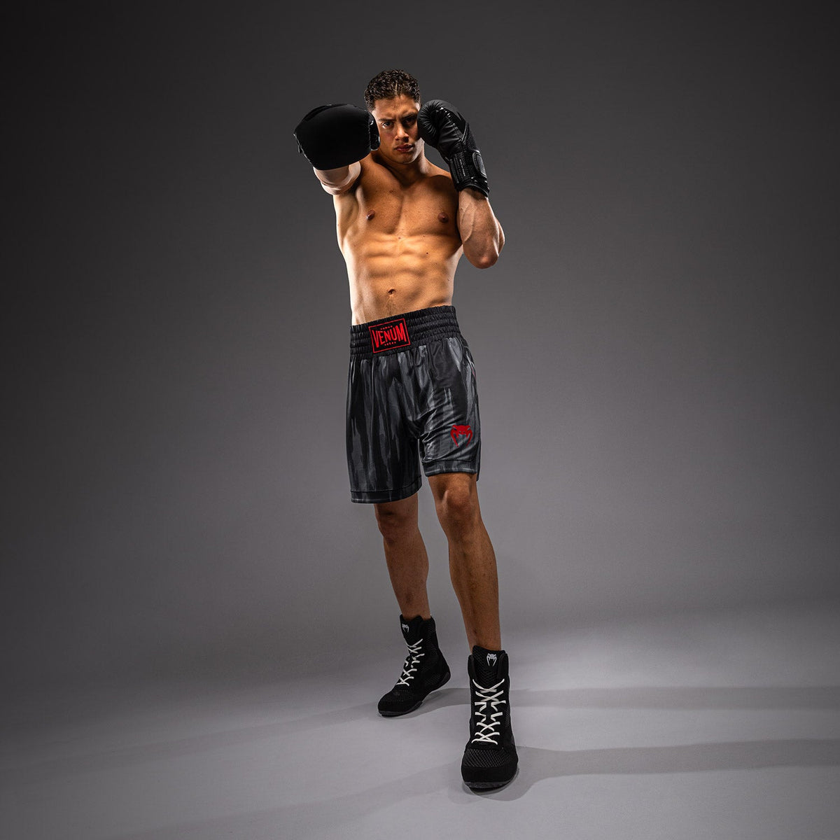 Venum Demon Boxing Shorts - Black/Grey  product-type_Boxing shorts Venum