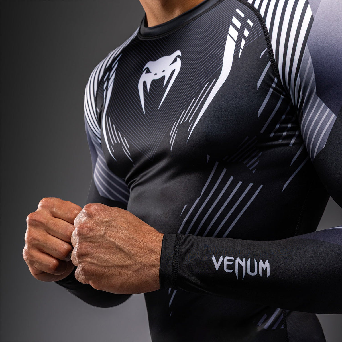 Venum No-Gi 6.0 Long Sleeve Rashguard - Black/White  product-type_Compression T-Shirts Venum