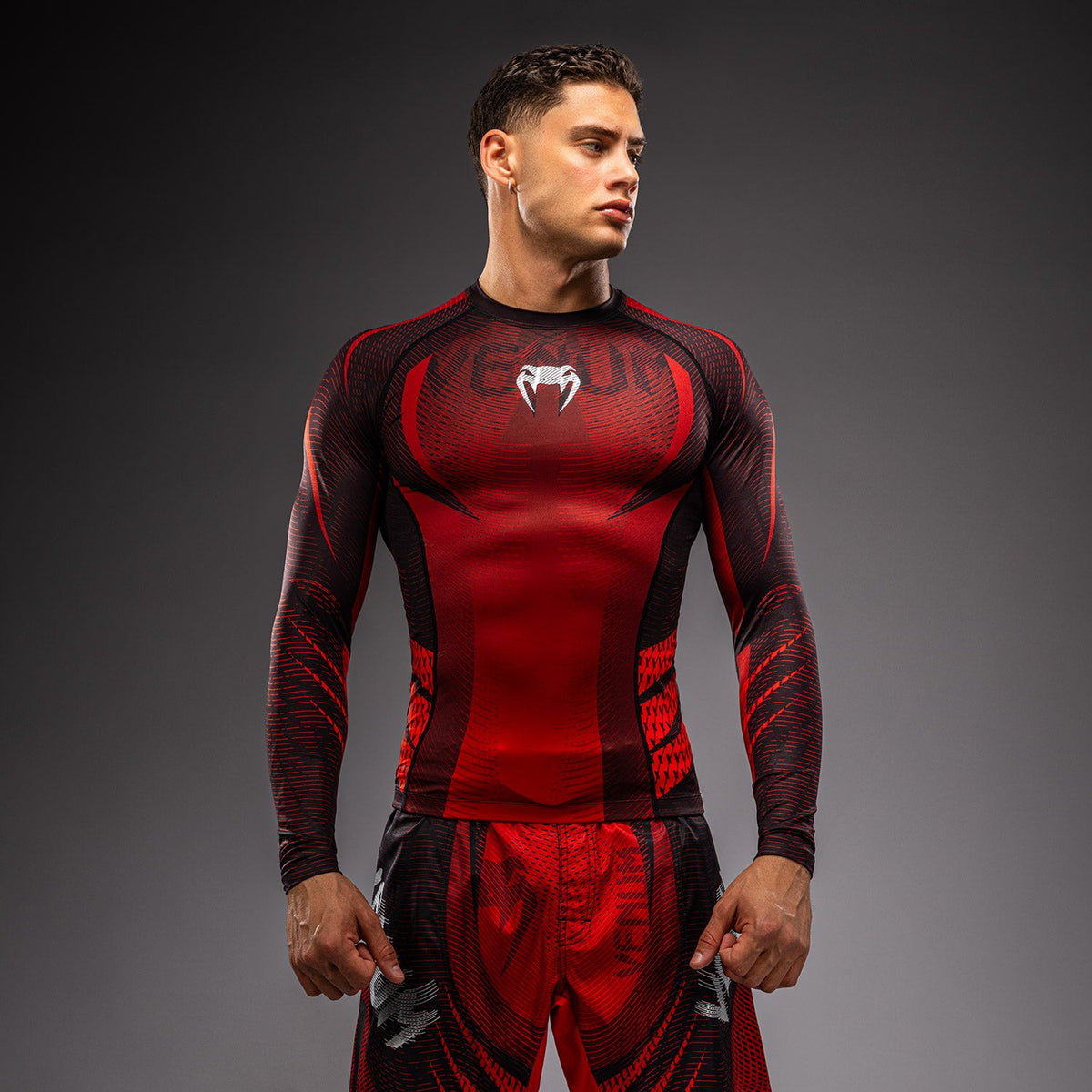 Venum Galactic 3.0 Long Sleeve Rashguard - Red/Silver  product-type_Compression T-Shirts Venum