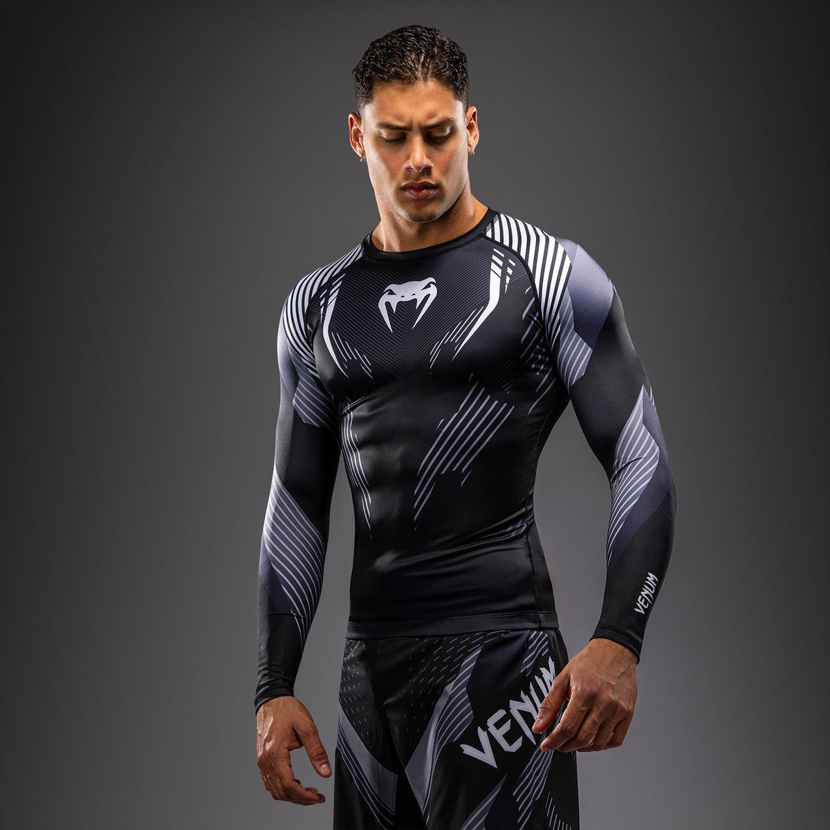 Venum No-Gi 6.0 Long Sleeve Rashguard - Black/White  product-type_Compression T-Shirts Venum