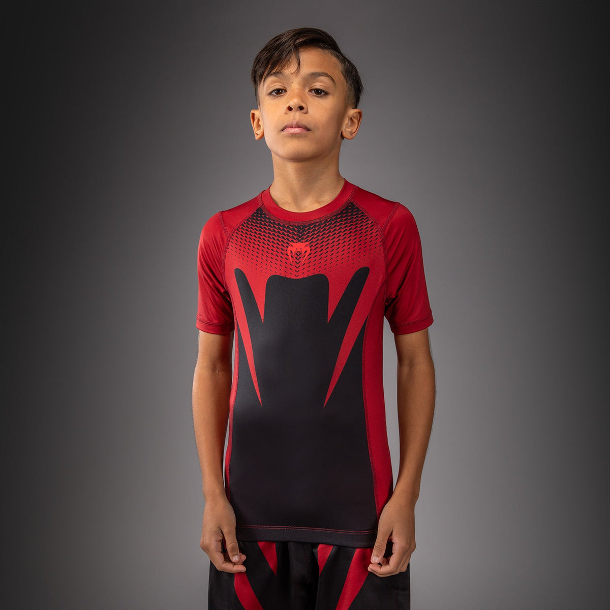 Venum Attack Kids Short Sleeve Rashguard - Black/Red  product-type_Compression T-Shirts Venum