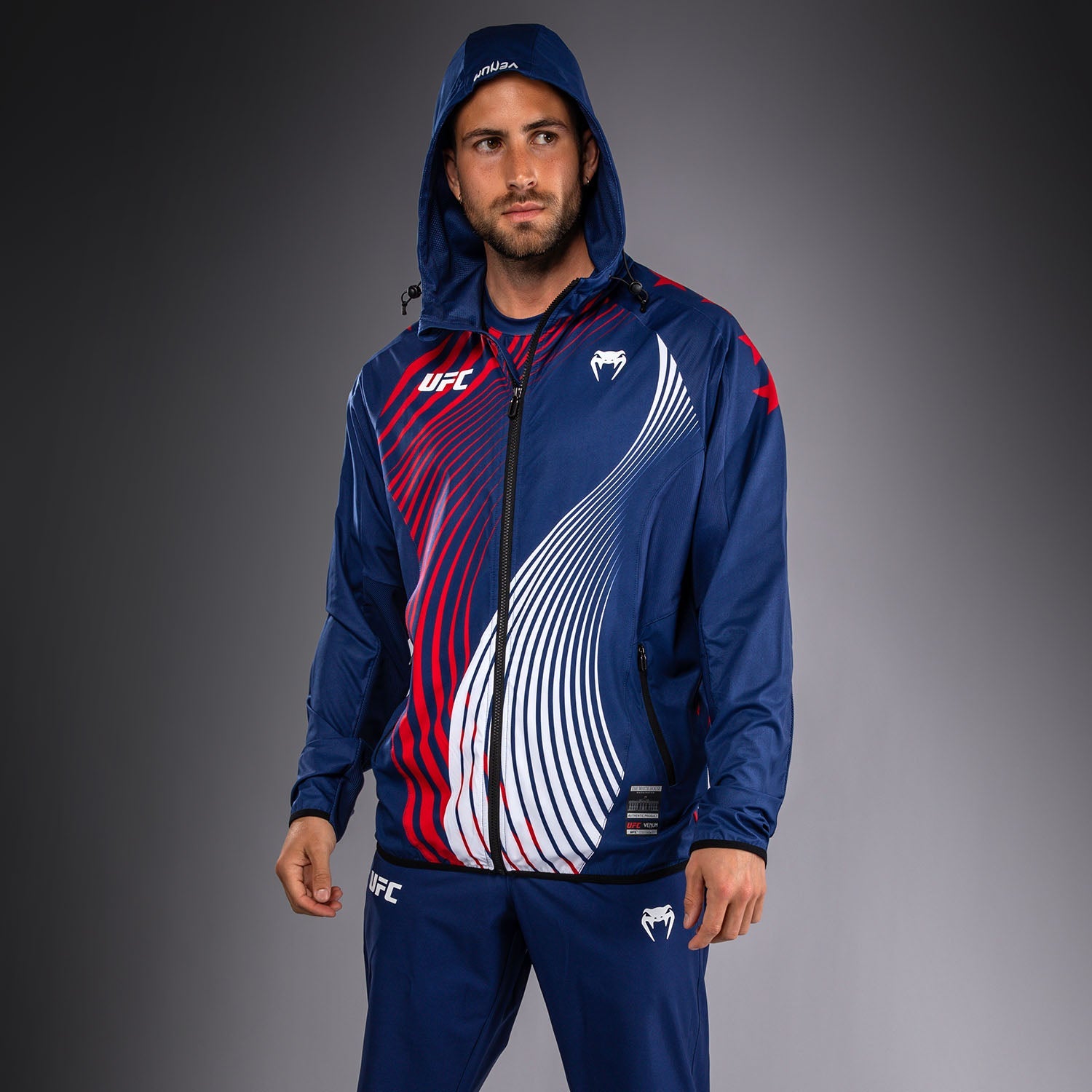 Men's UFC Freedom 250 by Venum Blue Authentic Fight Night Walkout Hoodie - Fighter