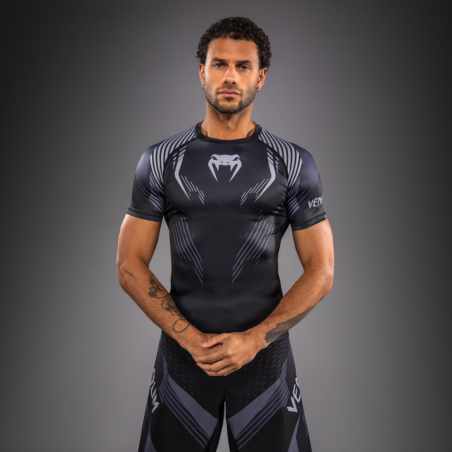 Venum No-Gi 6.0 Short Sleeve Rashguard - Black/Grey  product-type_Compression T-Shirts Venum