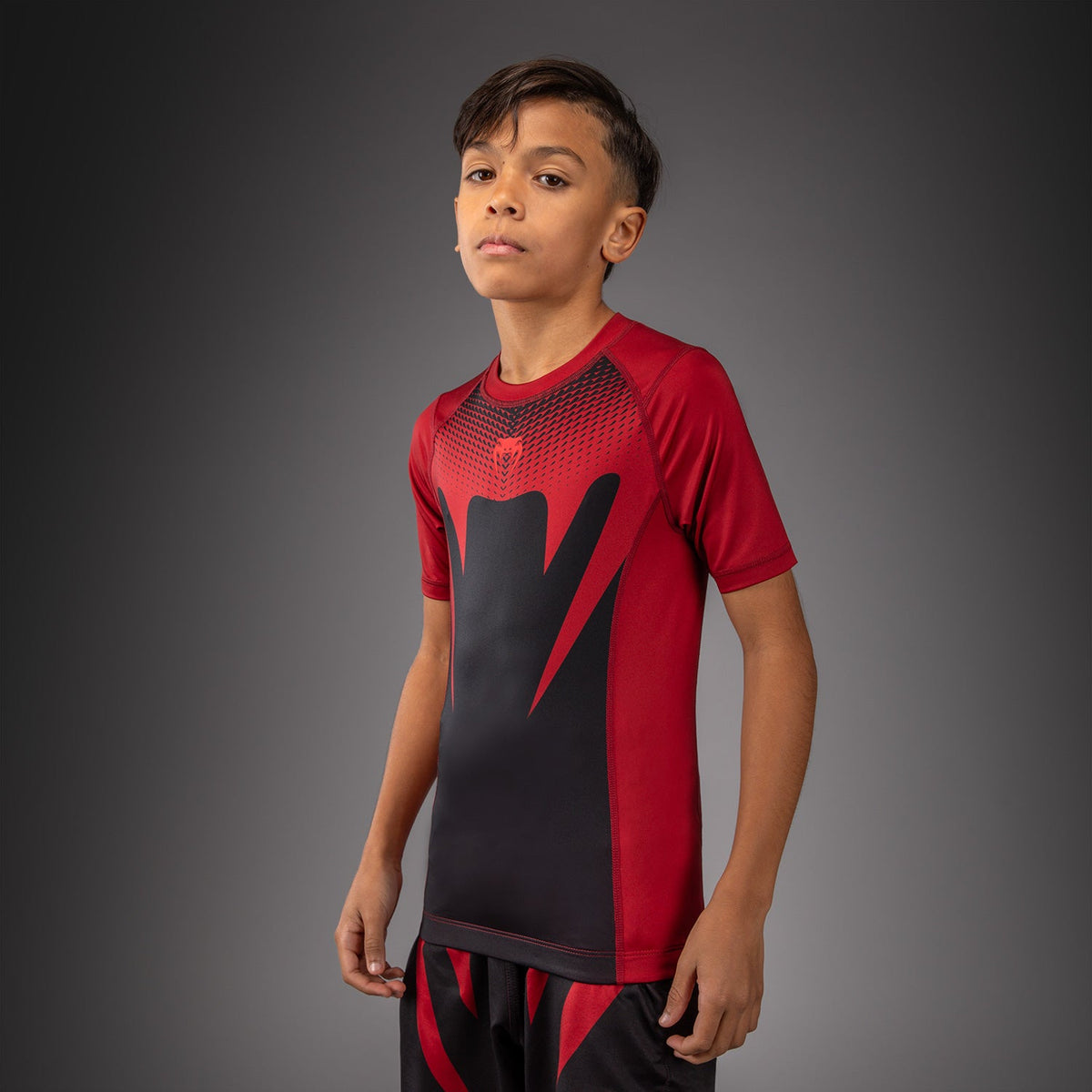 Venum Attack Kids Short Sleeve Rashguard - Black/Red  product-type_Compression T-Shirts Venum